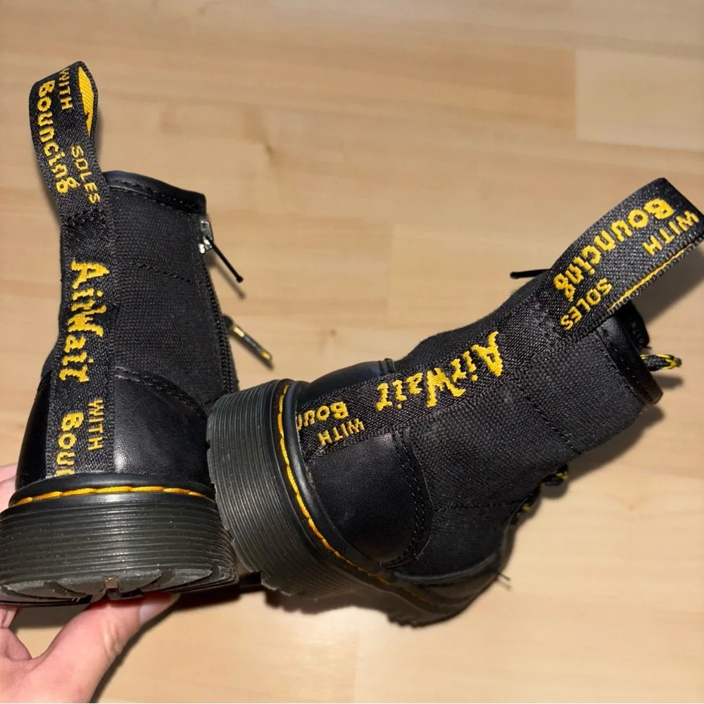 Dr. Martens‎ Black Leather Boots Toddler Sz 10 AirWair Bouncing Sole Lace Up Zip